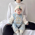 Baby chinese style full month hundred days one year old clothes baby onesie chinese style ha yi dress thickened long sleeves crawling suit