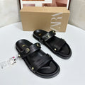 Za2025 summer new arrivals: women's double strap buckle round toe casual flat sandals