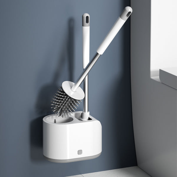 Wholesale non-punching wall-hanging dual-purpose long-handled silicone toilet brush, no dead ends toilet brush set, one piece is sent on behalf of others.