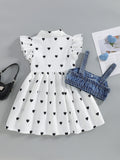 new product girl fashion polka dot small flying sleeve petticoat fringe denim camisole suittwo-piece set