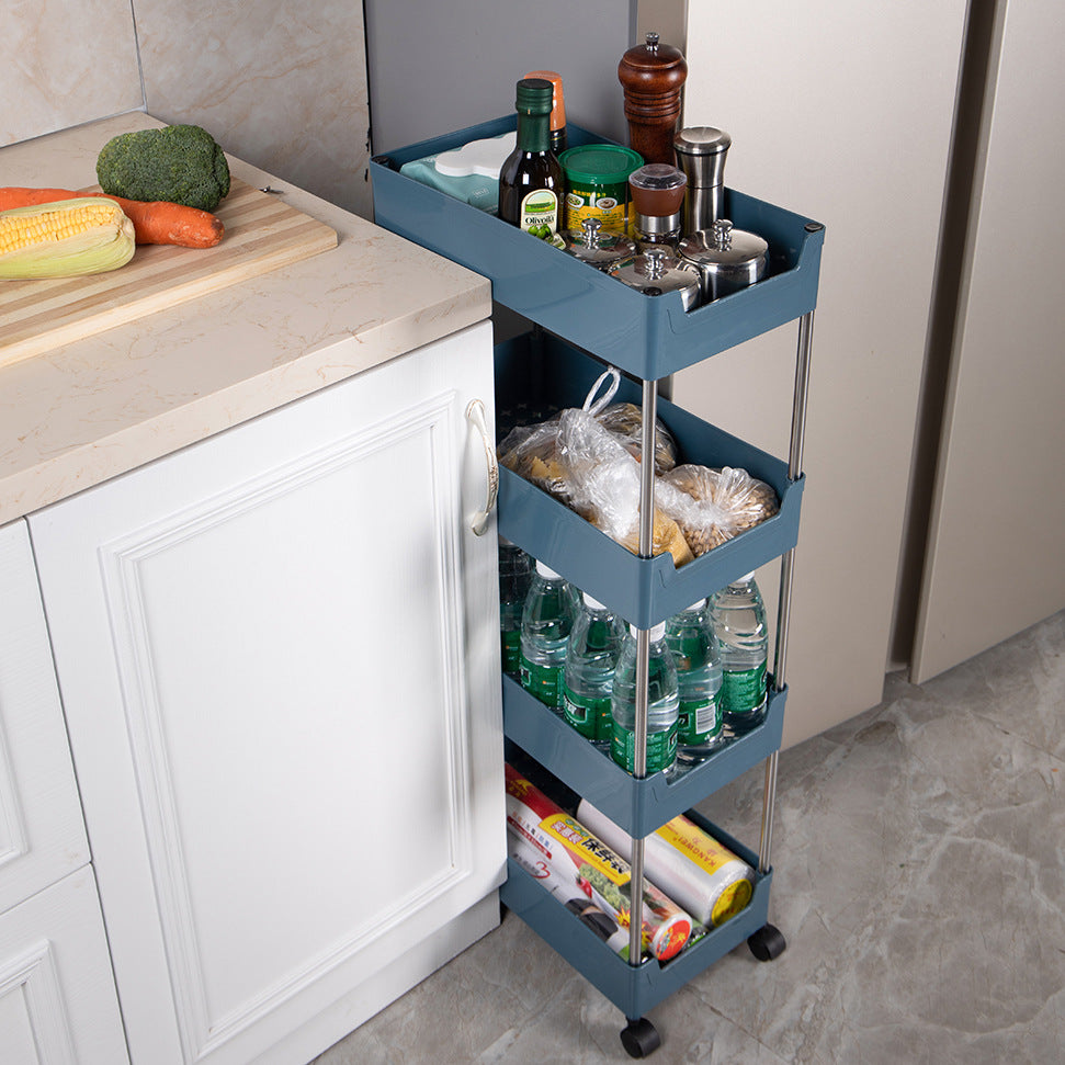 Seam rack Plastic multi-layer trolley Kitchen rack Multifunctional bathroom Toilet floor storage rack