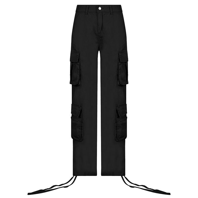 fashion  new arrivalfall and winter women's american street hip-hop style denim workwearpantscasual pants trendy