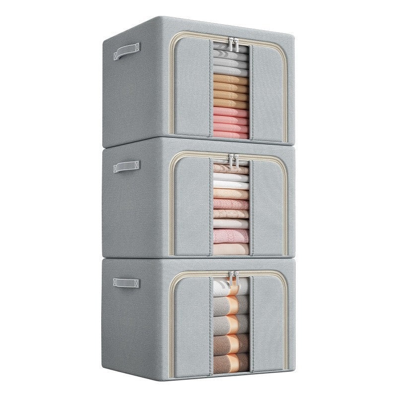 Solid color Oxford cloth steel frame storage box Clothing storage Dormitory moving quilt Clothes Bainer box Household storage