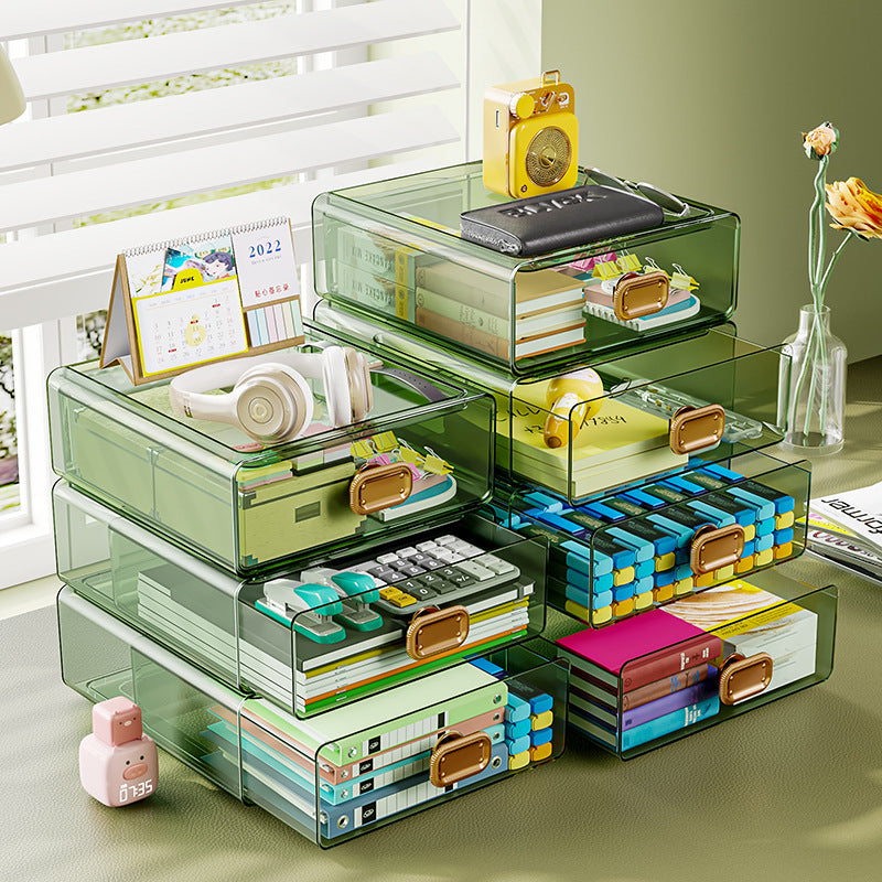 Desktop Storage Box Transparent Drawer Office Stationery Sundries Storage Box Dresser Cosmetics Shelf