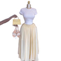 European and american cross-border women's fashion:  summer new arrival - high-waisted, slimming, tie-waist, solid color, casual, versatile, long midi skirt