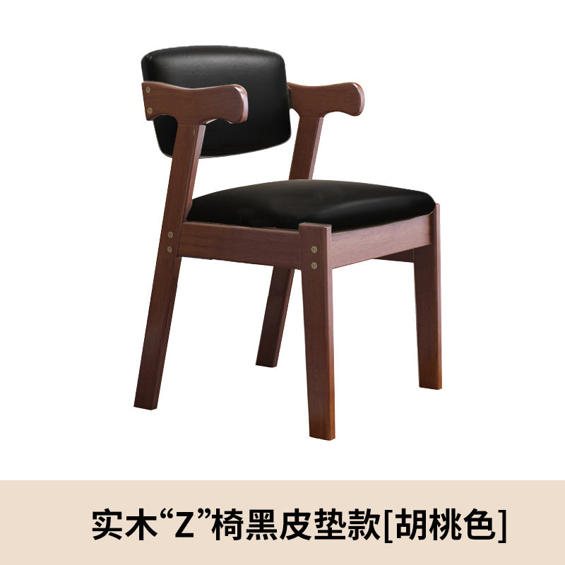 Solid wood dining chair for home desk chair oak study chair backrest stool modern casual restaurant ins style z-shaped chair
