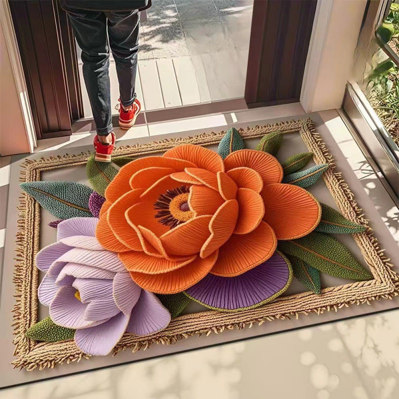 3d rose diatomite mat - absorbent, quick-drying, non-slip floor mat for bathroom, toilet, entrance, and doorways