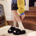 Casualeasiest for match fur slippers for women outwear2025fall and winternew arrivalthick sole cross curly hairheattech lazy flip-flops