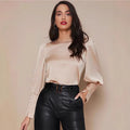 long-sleeved satin shirt for women spring and summer export independent station lantern sleeve satin shirt tops