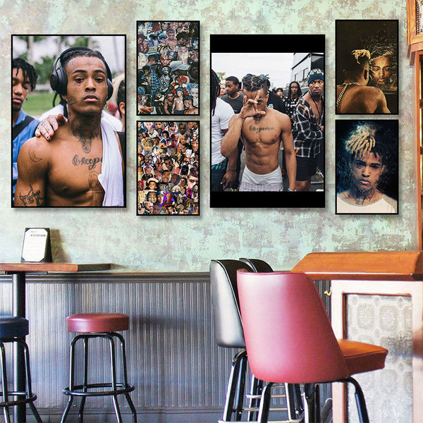 XXXTentacion painting clear bar barbershop decorative painting rap Travis Scott mural