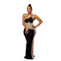C6271 cross-border   fashion women's solid color rhinestone sleeveless cami maxi dress