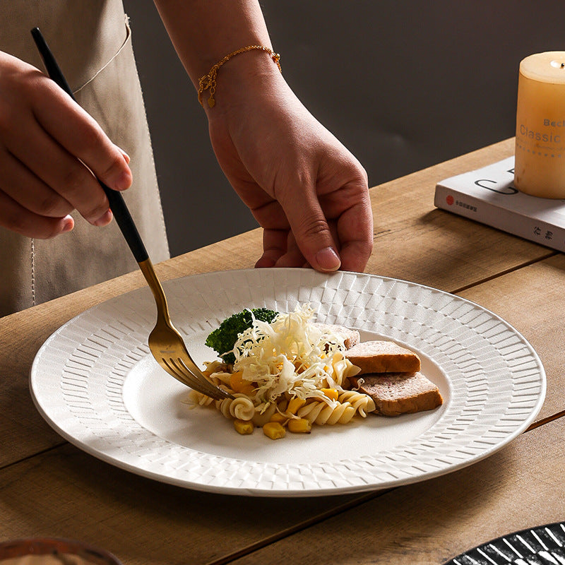 Nordic rock texture ceramic steak plate - premium ceramic tableware for restaurants and hotels