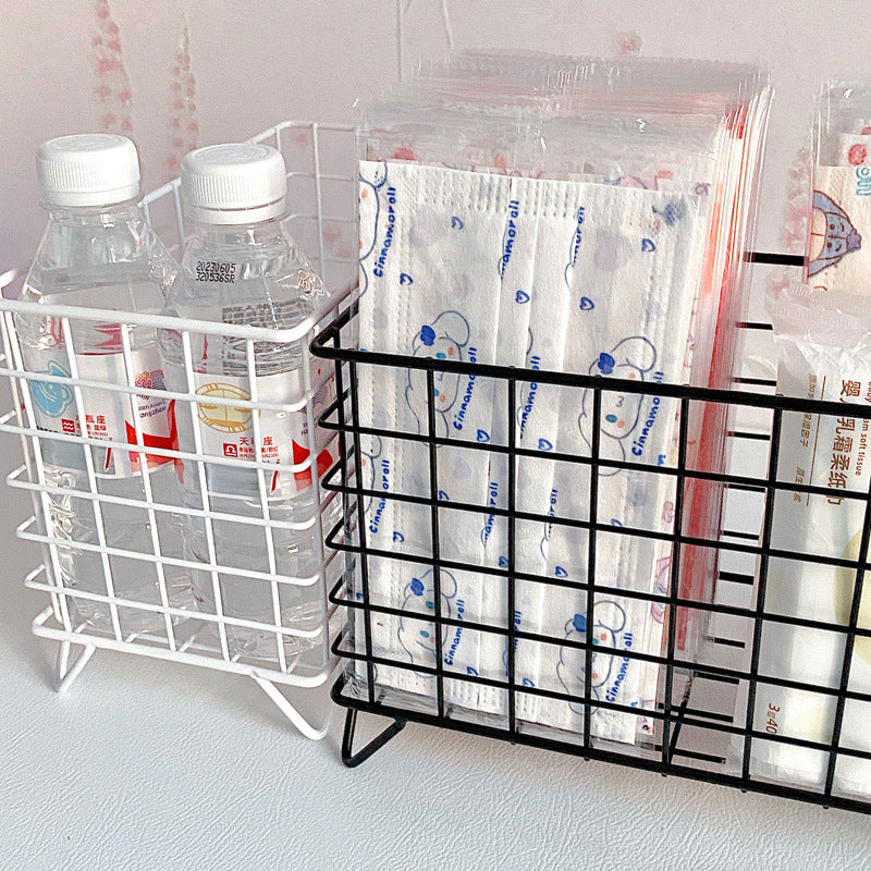 ins wind white wrought iron storage basket high value office dormitory desktop large capacity sundries coffee storage box