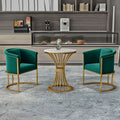 One table and two sofas "dark green velvet"