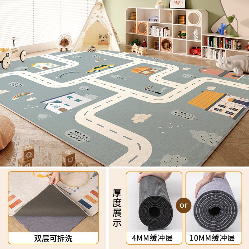 Removable and washable carpet kids room machine washable reading area double layer washable floor mat winter climbing mat bedroom bedside blanket