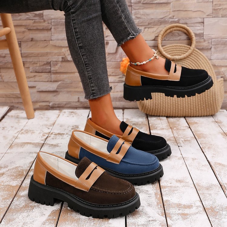 export women's loafers - new spring/autumn  collection: european & american style round toe low heel slip-on leather shoes