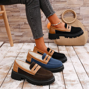 export women's loafers - new spring/autumn  collection: european & american style round toe low heel slip-on leather shoes
