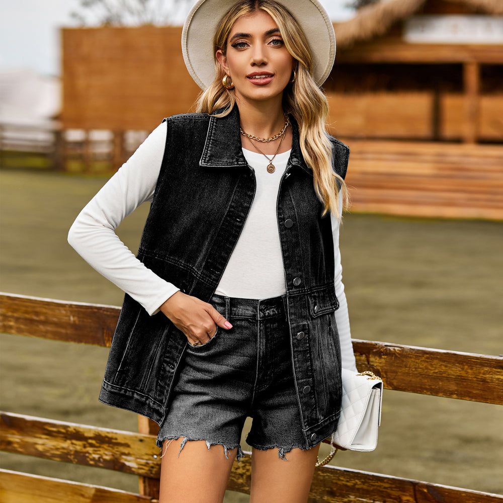 European and american cross-border  new denim vest tank top summer fashion trendy denim sleeveless vest women