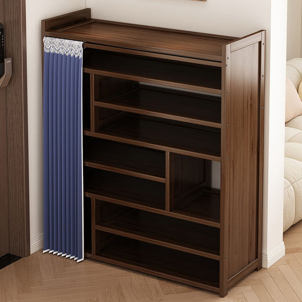 Simple shoe rack, multi-layer household entrance fully enclosed dormitory, solid wood provincial integrated storage rack dust-proof