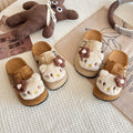 Kids female retro cat birkenstock slippers outwear2025 spring autum cartoon cute plaid girl baotou new arrival