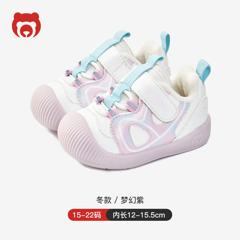 Toddler shoes for baby boys 0-1-3 years old, autumn/winter infant and toddler shoes, girls' shoes, soft sole functional fleece-lined thickened cotton shoes