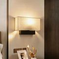 fabric bedside wall lamp, modern hotel reading wall light, rectangular cotton linen lampshade, indoor decorative wall sconce