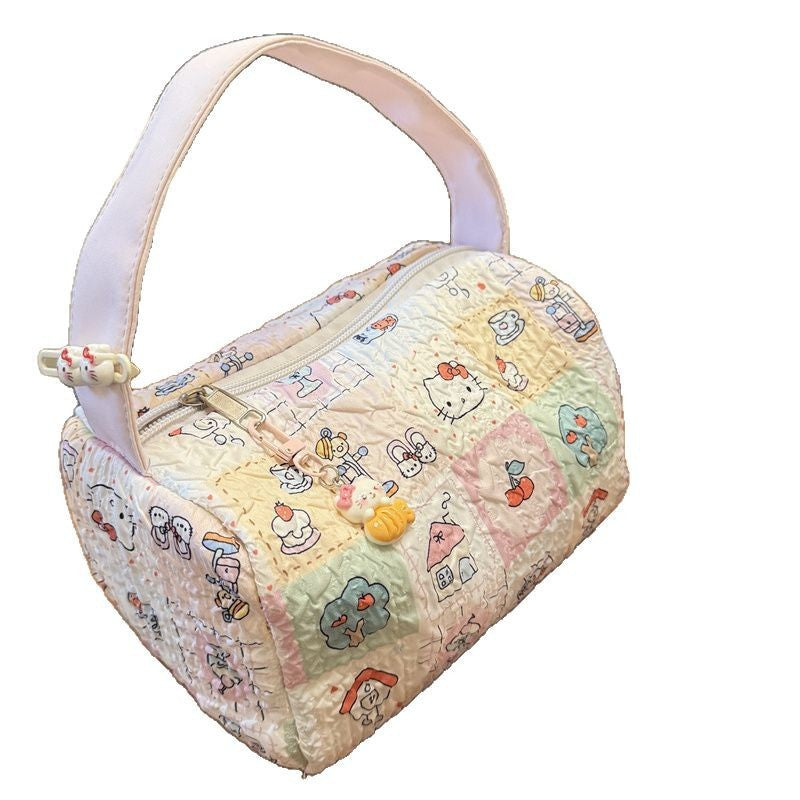 2025 new cartoon cat portable makeup & toiletry bag - large capacity 3d tote for travel & storage