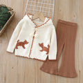 Girls' knitted sweater two-piece set -  autumn/winter new collection - girls' half-fleece warm outfit