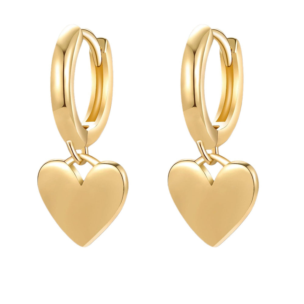 2024 fashionable and elegant 14k gold-plated heart pendant earrings - minimalist, everyday, and versatile copper-plated metal earrings