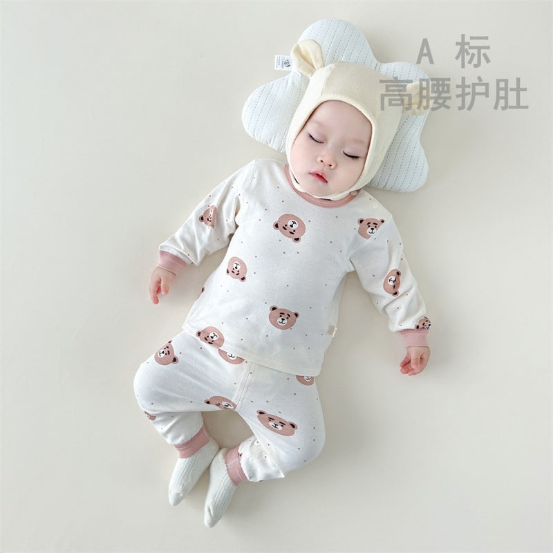 Kids' underwear set - korean style thermal underwear, high-waisted belly protection pants, new spring/autumn pajamas & loungewear