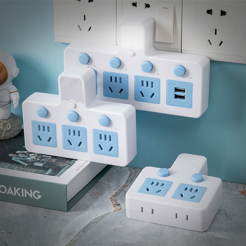 Multi-functional wireless home power strip with usb ports, night light, and plug adapter