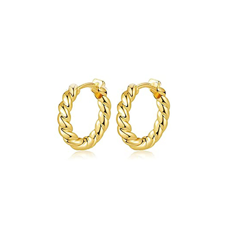 new arrival jewelry fashion exquisite zircon earrings small round ball normcore earrings cable stitch twisted circle earrings