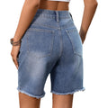 European and american cross-border e-commerce  independent store washed denim shorts with frayed edges and adjustable waist denim shorts