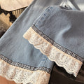 Spring new korean style girls' lace denim jeans - trendy, casual, and stylish kids' fashion pants for baby girls