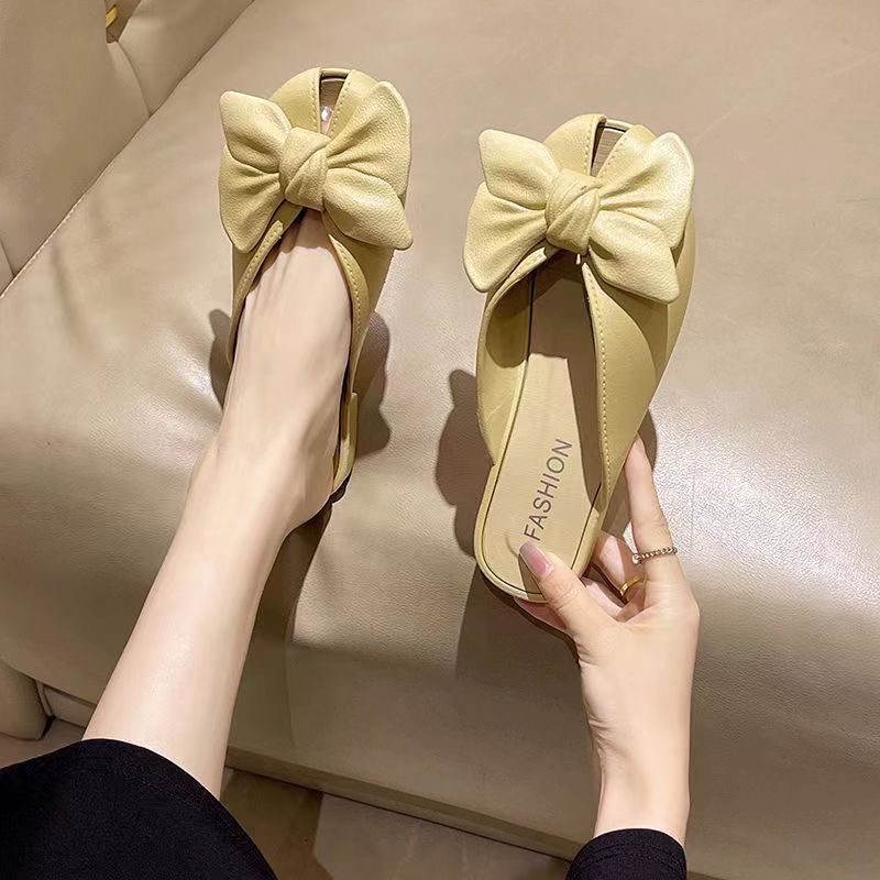 2025 baotou bow half slippers women's summer outweareasiest for matchflats lazy casual sandals slip-on flat heel