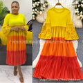 Miyake cross-border wholesale new arrival color matching round neck beading elegantplus size women's miyake pleated dress