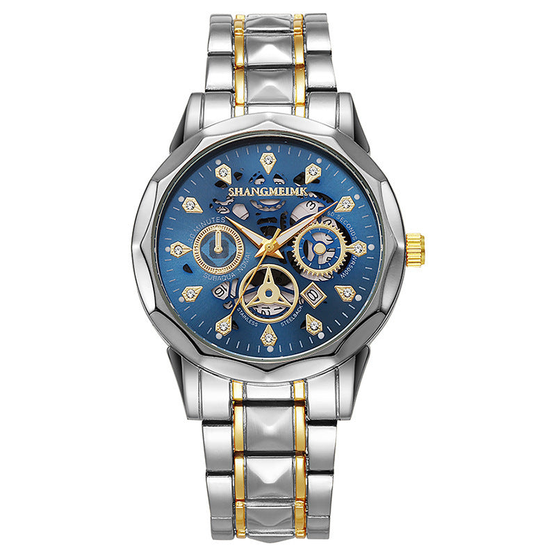 Shangmei brand trendy fashion waterproof luminous business automatic quartz embossed hollow-out men's watch