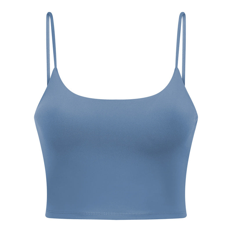 New women's sports yoga tank top with built-in bra pads, sexy spaghetti strap racerback fitness top, yoga camisole c5238