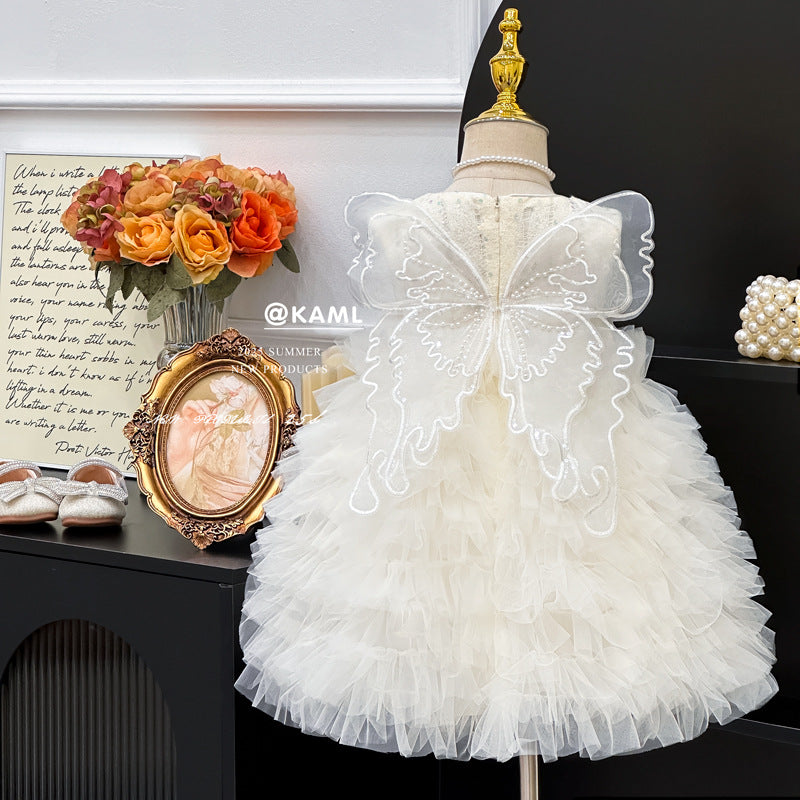 【ready to ship】girls' dress -  summer new korean style lace tulle dress - birthday gift princess dress