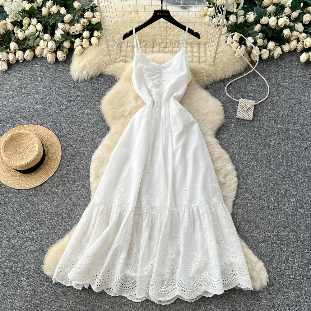 Pure desire french suspender dress for women summer waist slimming lookelegantclassy long skirt holiday style