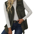 Women's flap detail button-front corduroy vest jacket - european & american style