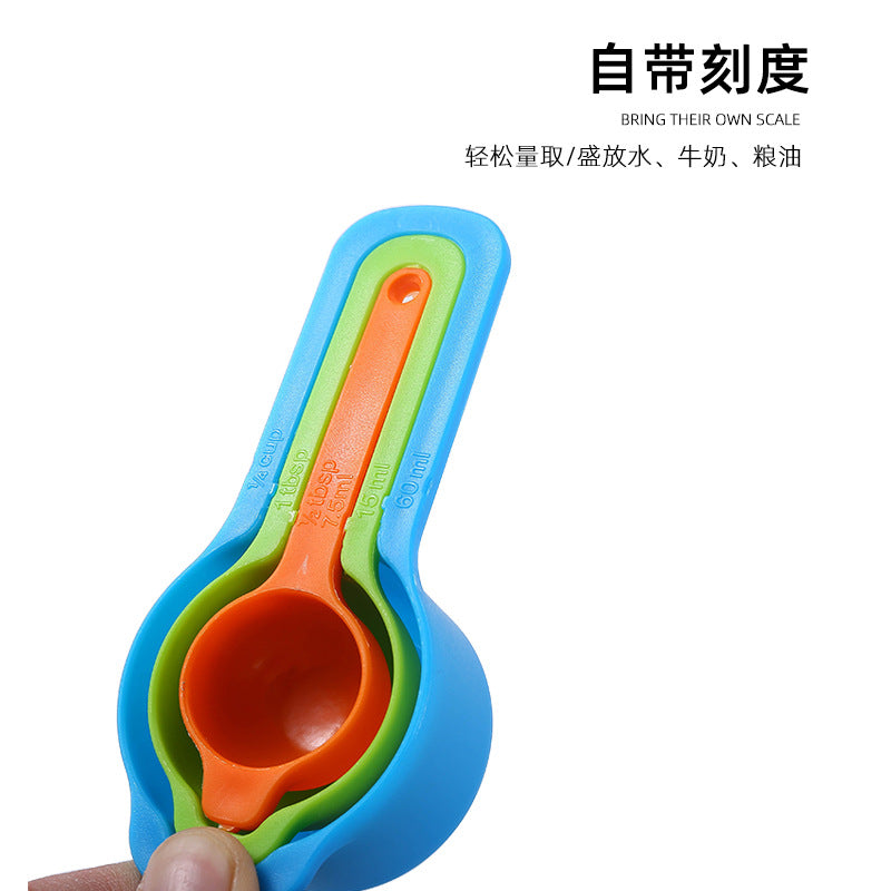 Baking tool combo set: creative rainbow measuring spoons & cups 10-piece set with multifunctional colander & flour sifter