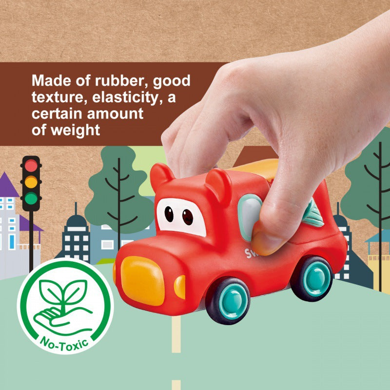 Cross-border export  cartoon toys soft glue animals children inertia car baby q cute car toy car