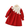 Girls' knitted sweater dress - new autumn/winter  collection - handmade floral detail, sweet winter base layer dress