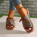 Ready-to-ship european and american plus-size women's slippers, 2025 summer collection: lace-up peep-toe slides, outdoor wear, flat, casual, crossover straps