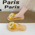 Sweet style chunky platform 4cm sunflower slides - women's summer beach sandals, anti-slip fashion slippers, soft sole shoes for students