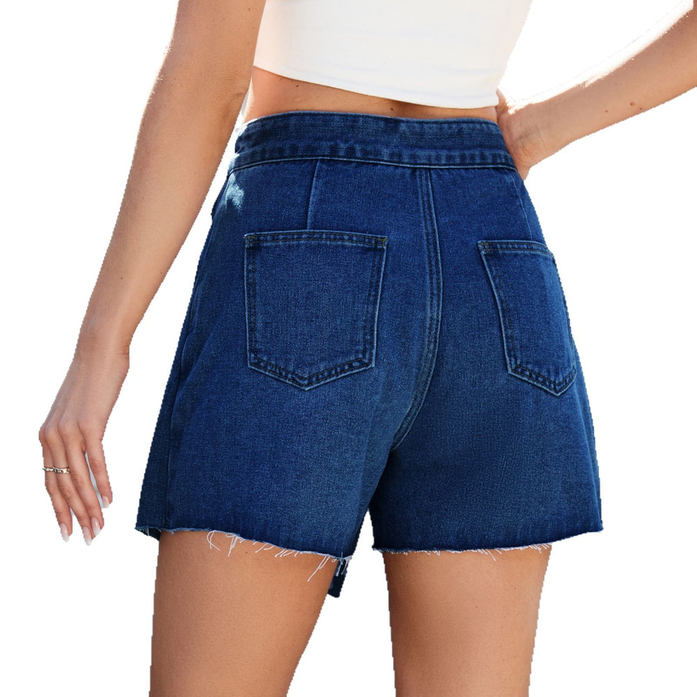 Fashion cross-border women's summer new style  independent station washed casual slimming look trimmed denim skirt pants hot pants