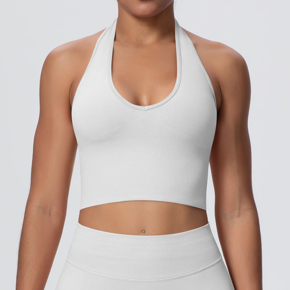 fashion breathable halter back yoga bra fashion seamless sports intimates women's summer bubble wrap fitness tops
