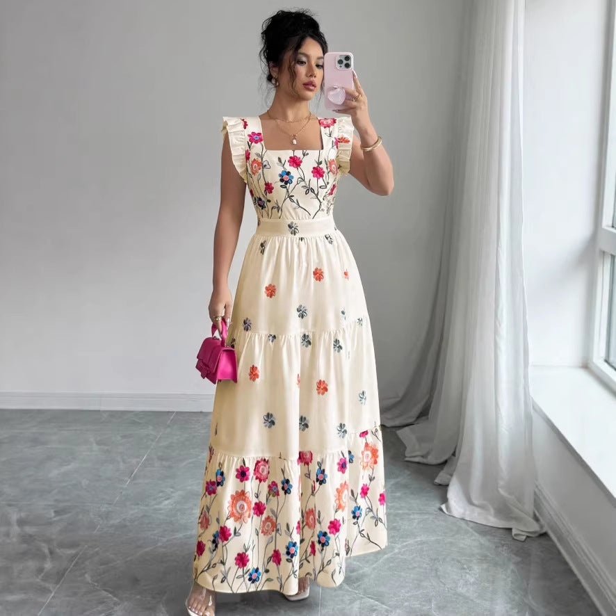 puff sleeve floral print cinched waist flared skirt romantic elegant everyday dress