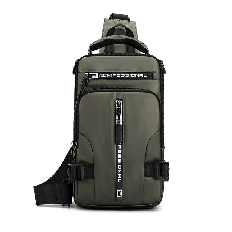 Cross-border new men's multi-functional breast bag fashionable and casual shoulder messenger bag strong and durable outdoor small backpack